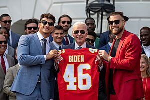 Patrick Mahomes, President Biden, and Travis Kelce