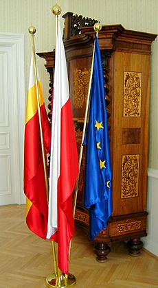 Polish, Lesser Poland and EU flags