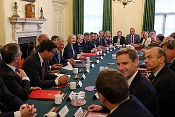 Prime Minister Liz Truss chairing the first meeting of her Cabinet