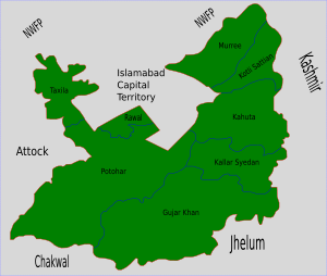 Location of Kotli Sattian Tehsil
