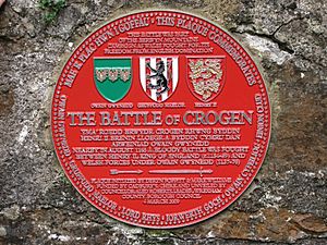 Red Plaque - Battle of Crogen geograph-3604117-by-BrianPritchard