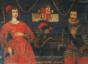 Blanca de La Cerda and Don Juan Manuel, in a 17th-century Portuguese painting series depicting the ancestors of the Manuel family (Ficalho Palace, Serpa, Portugal)