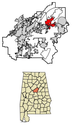 Location of Westover in Shelby County, Alabama.