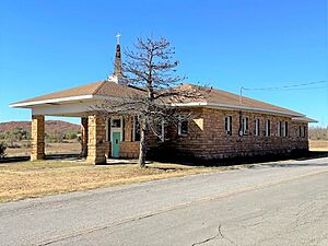 Railroad depot at Slick, now a church