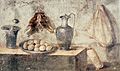 Still life with eggs, birds and bronze dishes, Pompeii