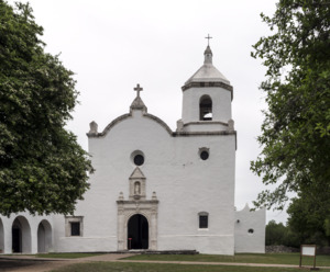 The re-created Nuestra Senora del Espiritu Santo De Zuniga Mission, near the famous, oft-captured Presidio La Bahia in Goliad, Texas LCCN2014633552
