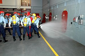 Training at the Recruit Training Command fire fighting school