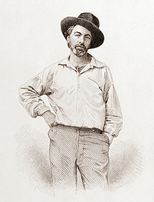 Walt Whitman, steel engraving, July 1854