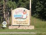 Welcome sign, Akeley, Minnesota