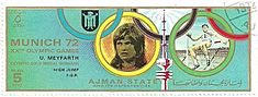 1972 stamp of Ajman Ulrike Meyfarth