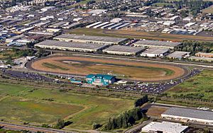 Aerial view of Emerald Downs racetrack from the west 01 - white balanced & cropped
