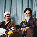 Akbar Rafsanjani with Ruhollah Khomeini in announcement of Mehdi Bazargan's primership