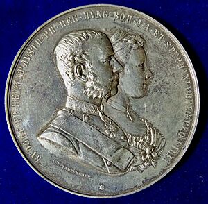 Austria Silver Medal 1881 Wedding of Crown Prince Rudolf & Stephanie of Belgium, obverse