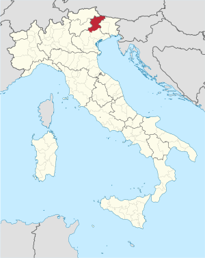 Map with the province of Belluno in Italy
