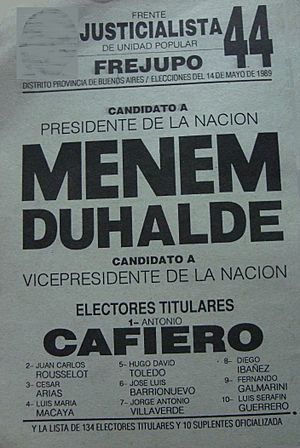 Boleta electoral - Elecciones de 1989 en Argentina - Menem-Duhalde