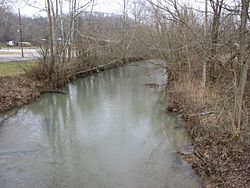 The Camp Fork, a stream that has played a destructive role in the community's history