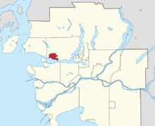 Location of the City of North Vancouver in Metro Vancouver