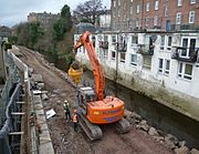 Construction of flood defences, Bonnington Bridge Edinburgh 2012
