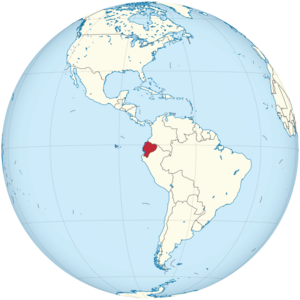 Ecuador on the globe (Ecuador centered)