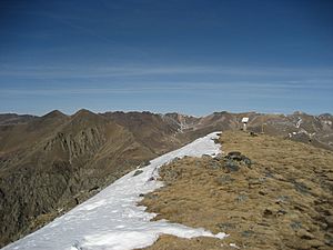 Summit of Balandrau mountain, at the border between Vilallonga (right) and Queralbs (left)