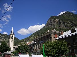 The church, school and surrounding buildings in La Condamine-Châtelard
