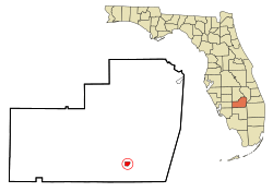 Location in Glades County and the state of Florida
