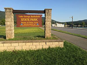 Lake George Battlefield State Park sign