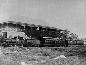 Locomotive at the Cooktown Railway Station, ca. 1889