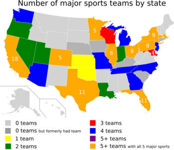 Major sports by state