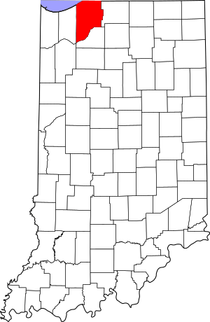Map of Indiana highlighting LaPorte County
