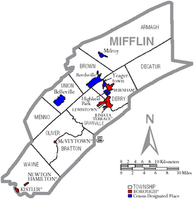 Map of Mifflin County Pennsylvania With Municipal and Township Labels
