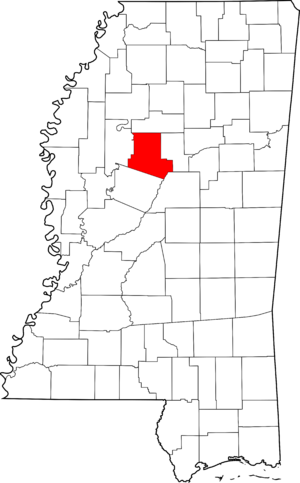 Map of Mississippi highlighting Carroll County