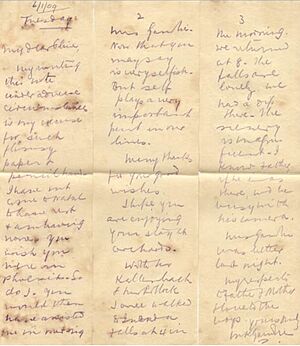 Mohandas K. Gandhi, letter in indelible pencil, South Africa 1909