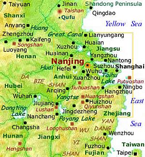 Nanjing Area - Lower Yangtse Valley & Eastern China Map