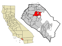 Location of Orange within Orange County, California.