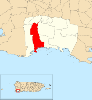 Location of Palmarejo within the municipality of Lajas shown in red