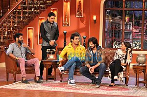 Prabhudeva, Sonu Sood, Shahid Kapoor, Sonakshi Sinha and Kapil Sharma on the sets of Comedy Nights with Kapil
