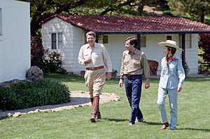 President Ronald Reagan and Nancy Reagan with Chris Wallace