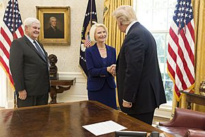 President Trump, Newt Gingrich, and Callista Gingrich 2017