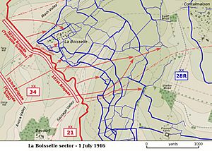 Sausage Valley Somme 1 July 1916 map