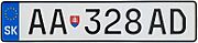 Slovak car registration plate 2023