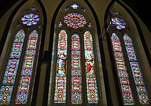 Stained glass windows at Saint Paul's Anglican Church, Charlottetown, PEI - August 2019