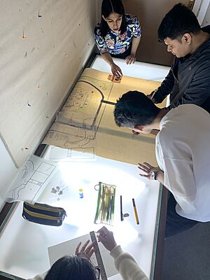 Students of Information Design designing a campus map at the NID cartography workshop
