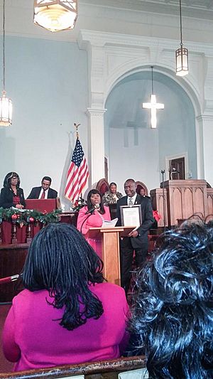 Terri Sewell and Benjamin Crump at the anniversary of the 60th Anniversary of the Montgomery Bus Boycott
