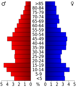 USA Dallas County, Arkansas age pyramid