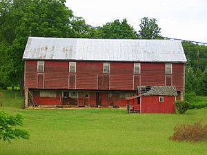 An old red barn in White Deer Township