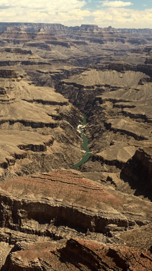 Whites Butte, Hermit Rapids on Colorado River, Granite Gorge