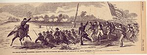 "The Eighth Missouri Volunteers Charging Over the Eighteenth Regulars at the Battle of Pea Ridge, Tennessee.".jpg