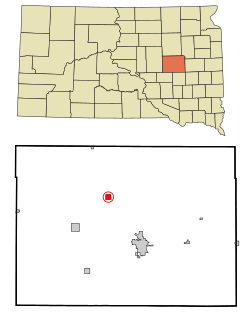 Location in Beadle County and the state of South Dakota