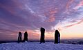 Clent standing stones, Winter sunset